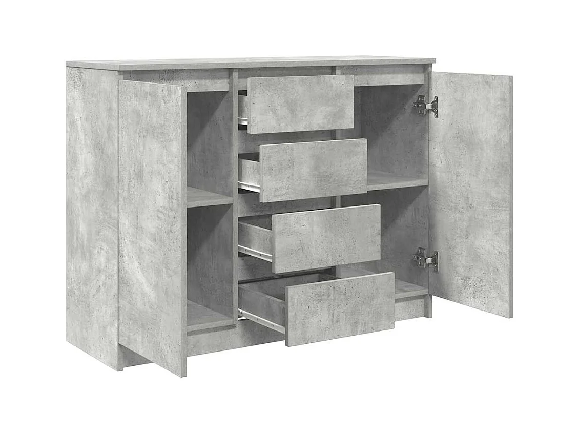 Credenza | Buffet | Armadio con Cassetti Grigio Cemento 100,5x35x76 cm Truciolato