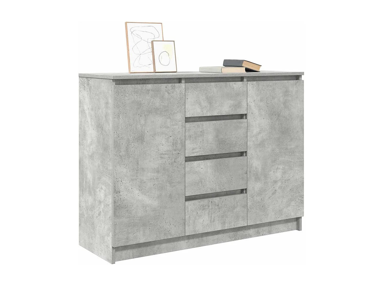 Credenza | Buffet | Armadio con Cassetti Grigio Cemento 100,5x35x76 cm Truciolato