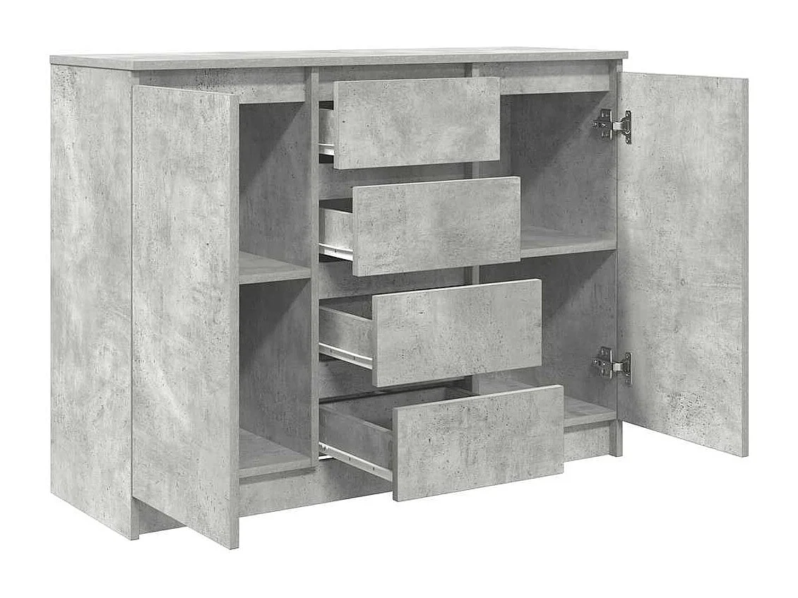 Credenza | Buffet | Armadio con Cassetti Grigio Cemento 100,5x35x76 cm Truciolato