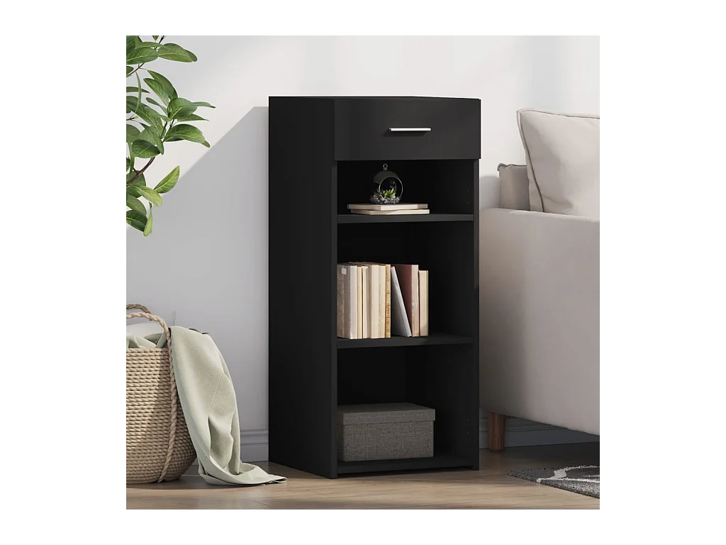 Buffet | Bahut | Meuble de rangement noir 40x42,5x93 cm bois d'ingénierie