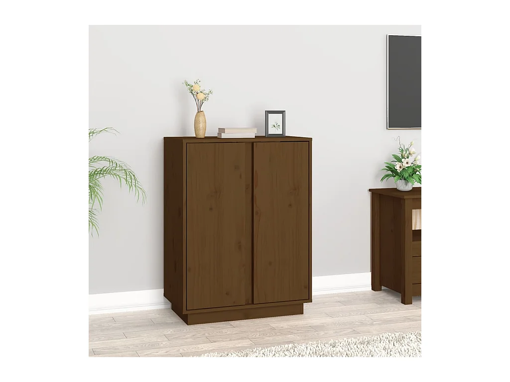 Buffet | Bahut | Meuble de rangement Marron miel 60x35x80 cm Bois massif de pin