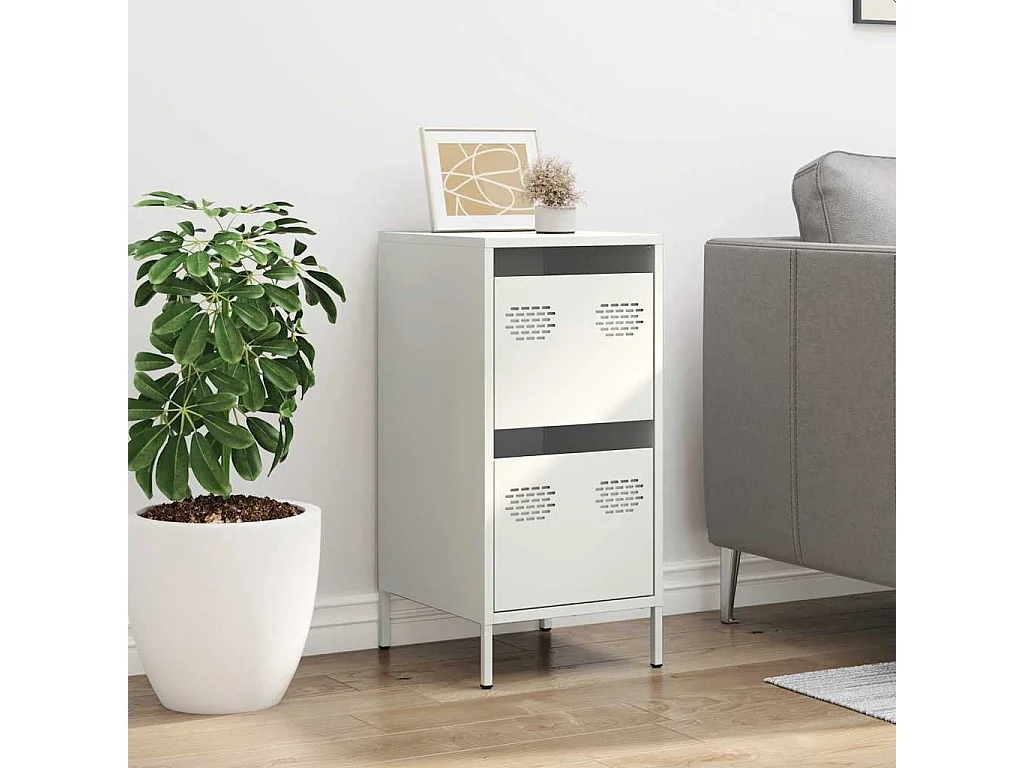 Credenza | Buffet | Armadio Bianca 35x39x73,5 cm in Acciaio Laminato a Freddo