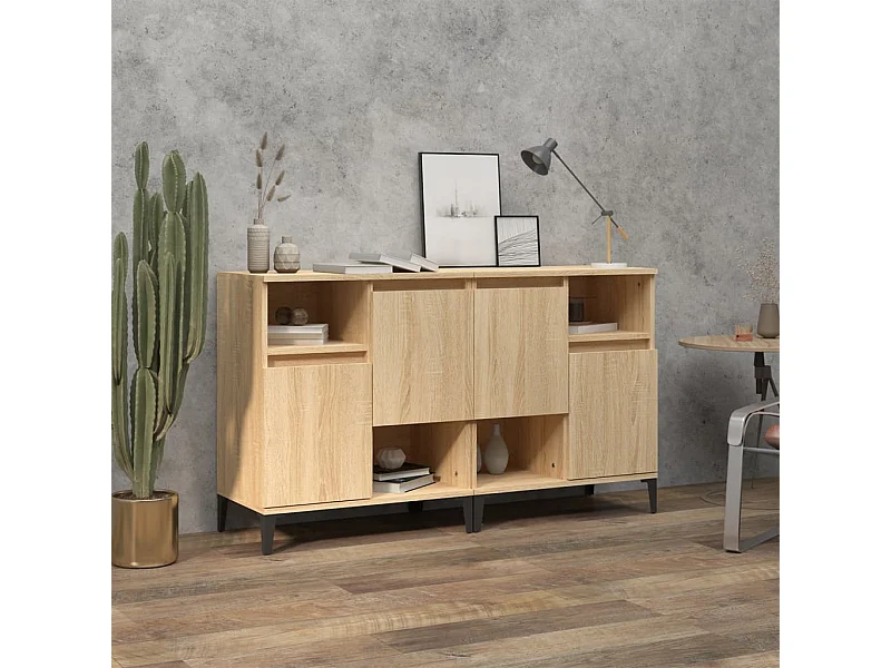 Buffets | Bahuts | Meuble de rangement 2 pcs chêne sonoma 60x35x70 cm bois d'ingénierie