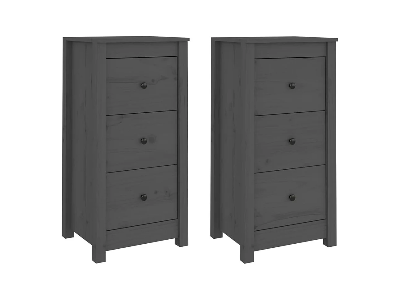 Credenze | Buffet | Armadi 2 pz Grigie 40x35x80 cm in Legno Massello di Pino