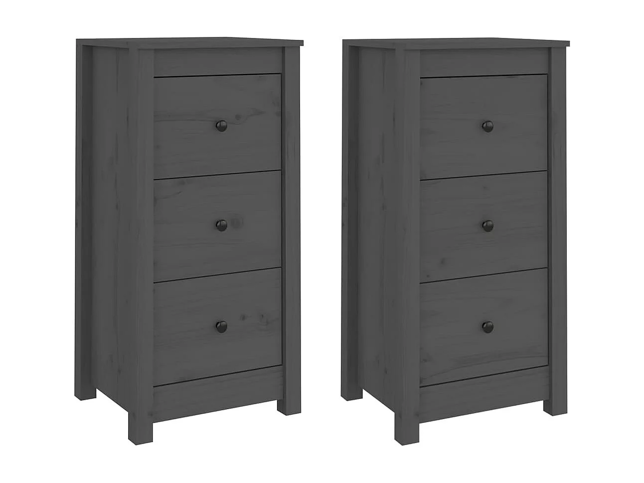 Credenze | Buffet | Armadi 2 pz Grigie 40x35x80 cm in Legno Massello di Pino