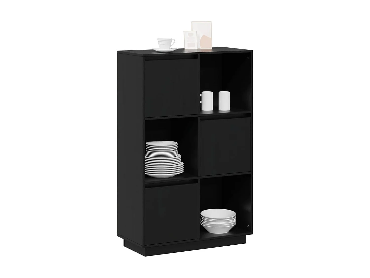 Credenza | Buffet | Armadio Nera 74x35x117 cm in Legno Massello di Pino