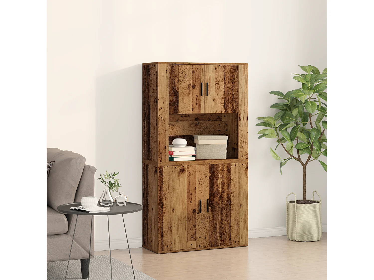 Highboard | Credenza| Armadio alto Legno Vecchio 80x33x150 cm Legno Ingegnerizzato