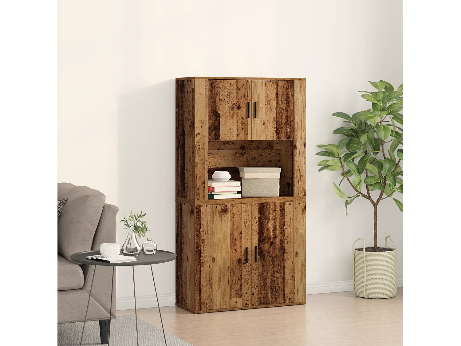 Buffet | Bahut | Meuble de rangement en bois ancien 80x33x150 cm en bois reconstitué