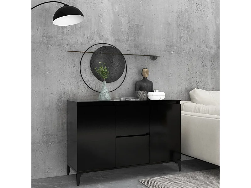 Credenza | Buffet | Armadio Nera 104x35x70 cm in Legno Multistrato