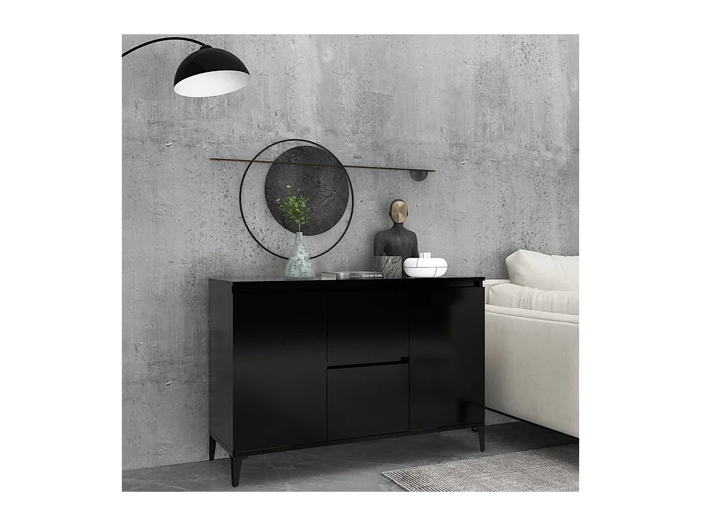 Credenza | Buffet | Armadio Nera 104x35x70 cm in Legno Multistrato
