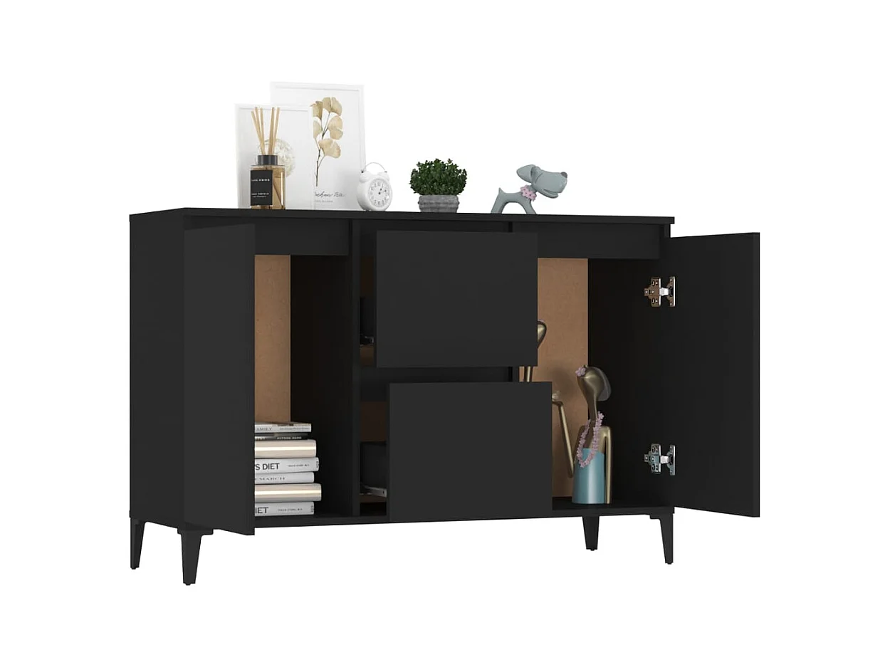 Credenza | Buffet | Armadio Nera 104x35x70 cm in Legno Multistrato