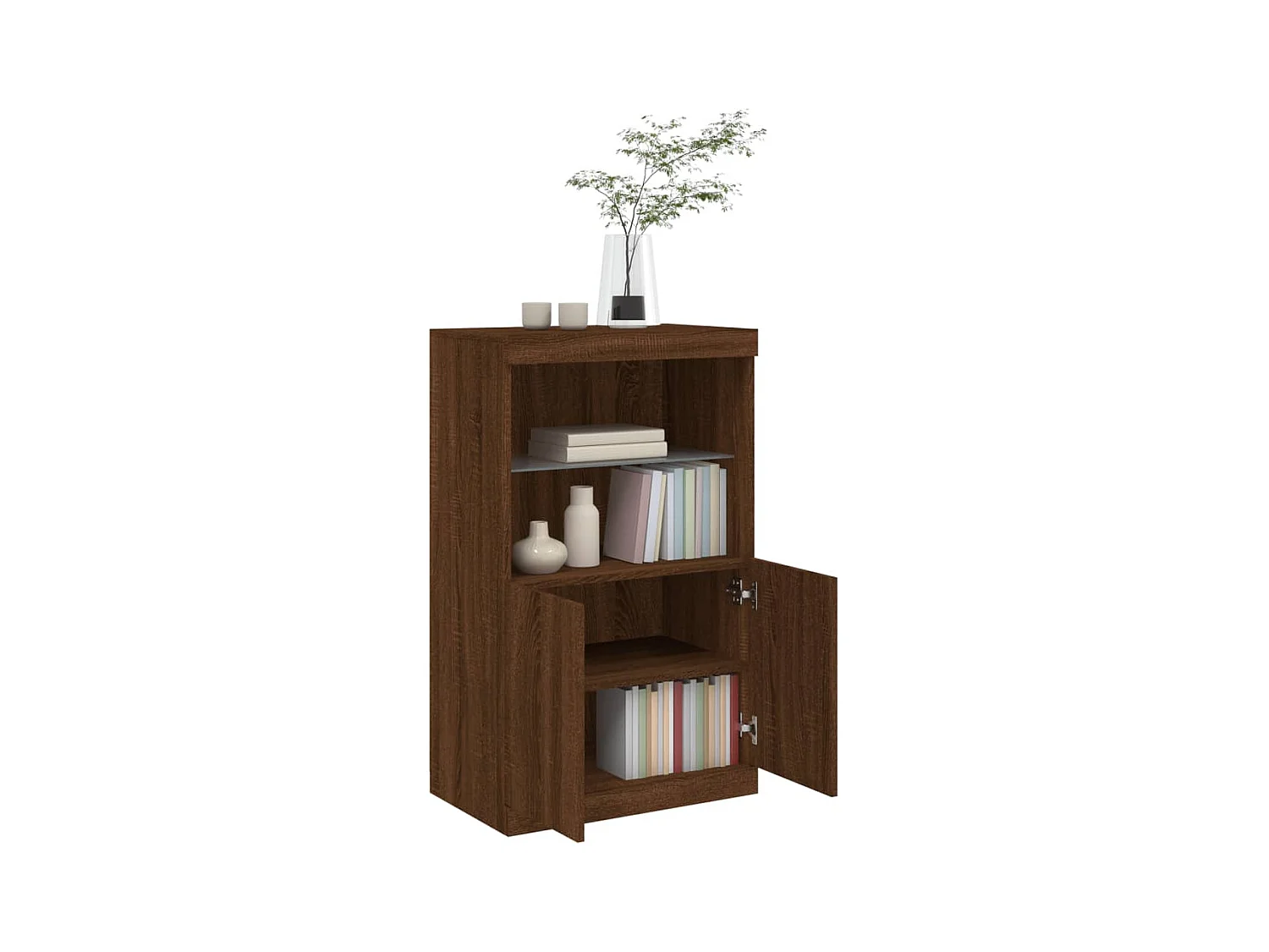 Buffet | Bahut | Meuble de rangement avec lumières LED chêne marron 60,5x37x100 cm