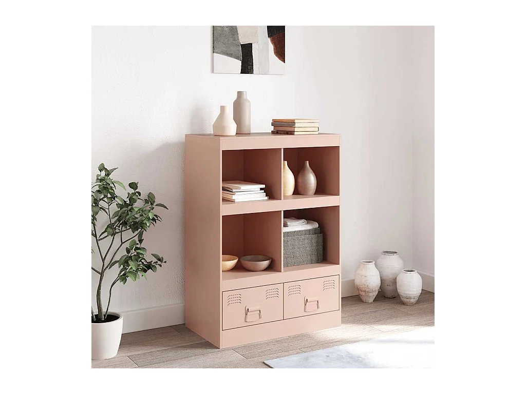 Buffet | Commode à tiroir | Meuble de rangement haut rose 67x39x95 cm acier