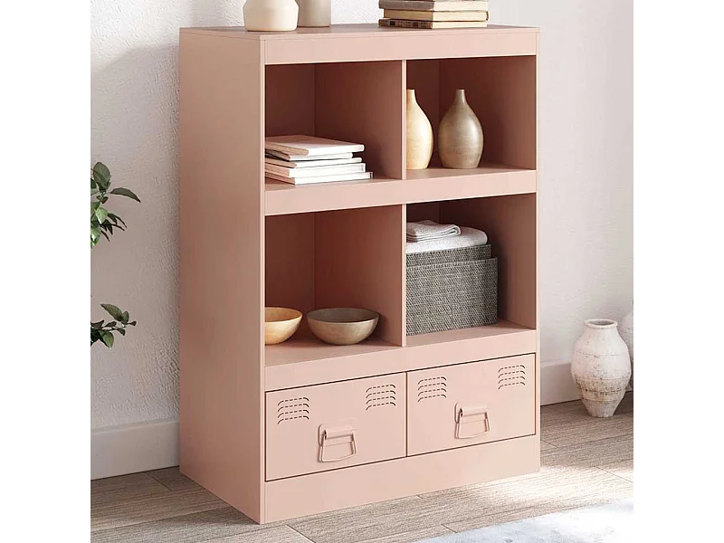 Buffet | Commode à tiroir | Meuble de rangement haut rose 67x39x95 cm acier