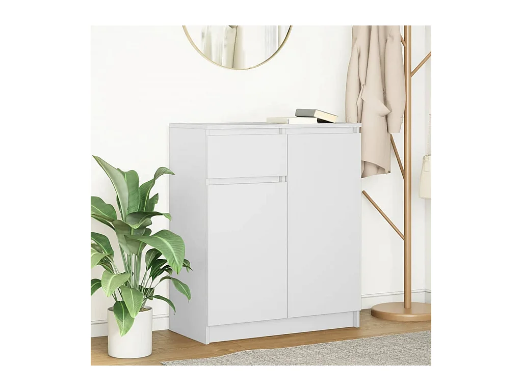 Buffet | Commode à tiroir | Meuble de rangement avec tiroir blanc 71x35x84 cm bois d'ingénierie