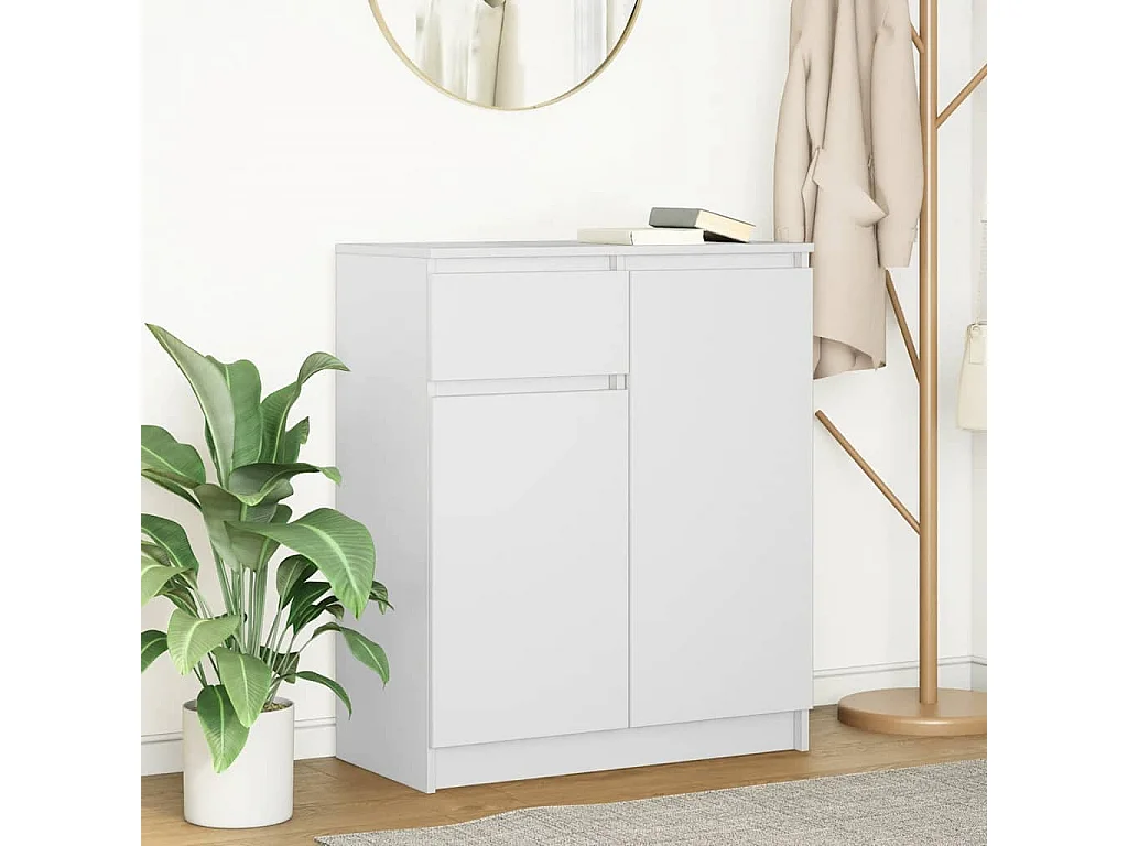 Buffet | Commode à tiroir | Meuble de rangement avec tiroir blanc 71x35x84 cm bois d'ingénierie