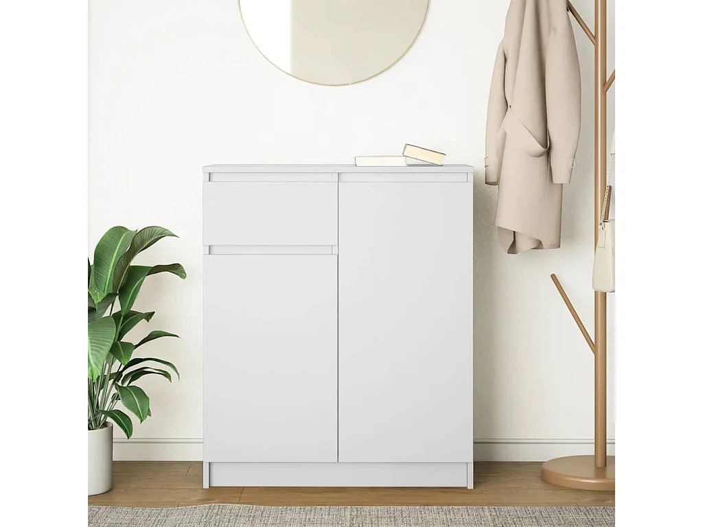 Buffet | Commode à tiroir | Meuble de rangement avec tiroir blanc 71x35x84 cm bois d'ingénierie