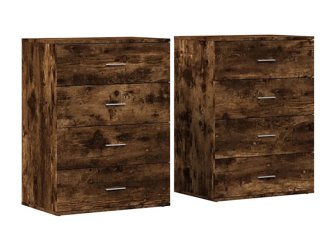 Buffets | Bahuts | Meuble de rangement 2 pcs chêne fumé 60x39x80 cm bois d'ingénierie