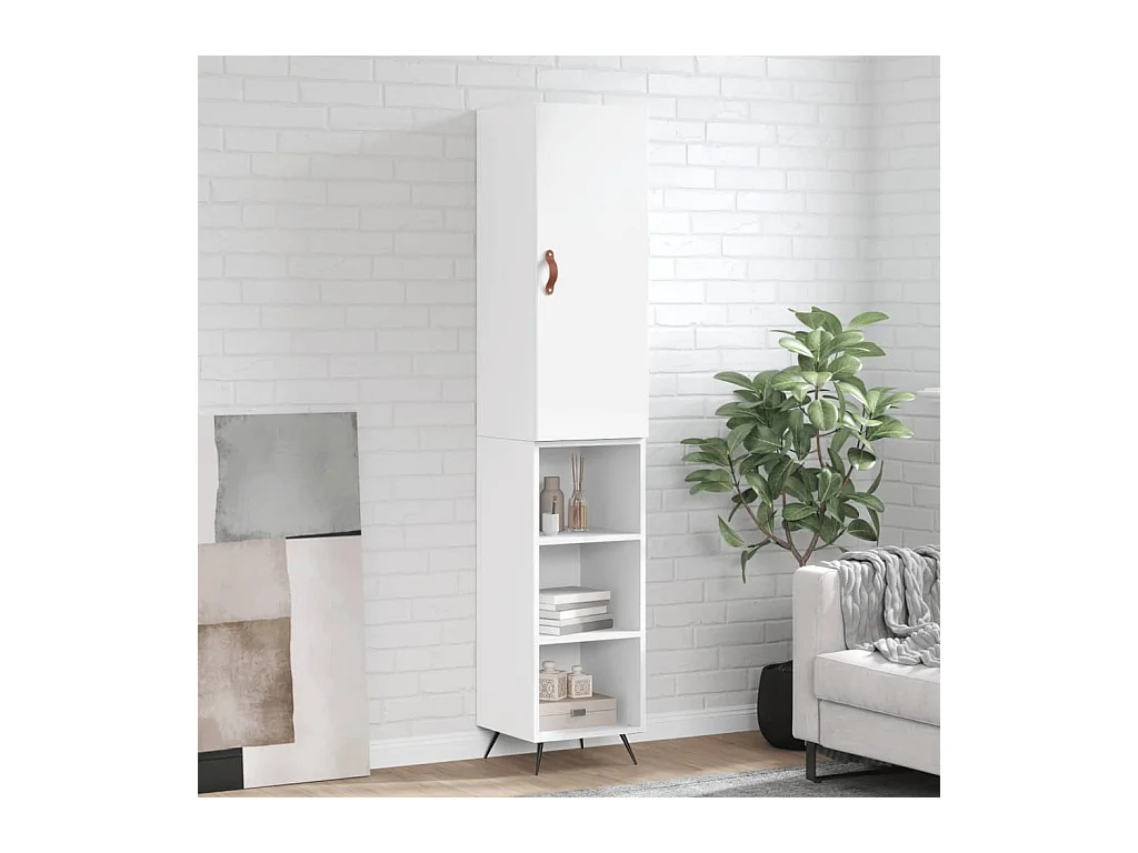 Buffet | Bahut | Meuble de rangement haut Blanc 34,5x34x180 cm Bois d'ingénierie