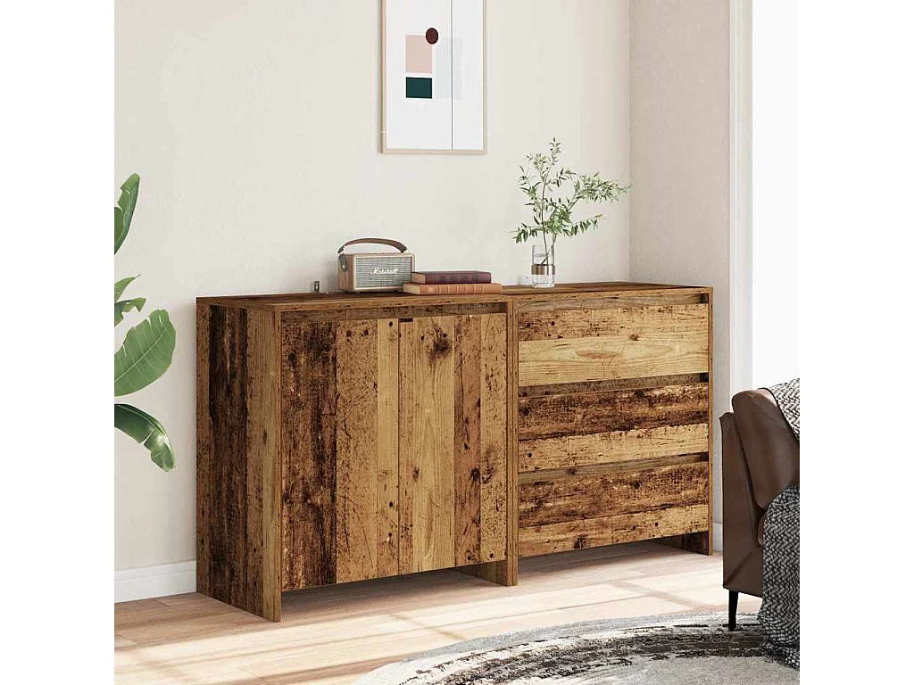 Credenza | Buffet | Armadio 2 pz Legno Antico in Legno Multistrato