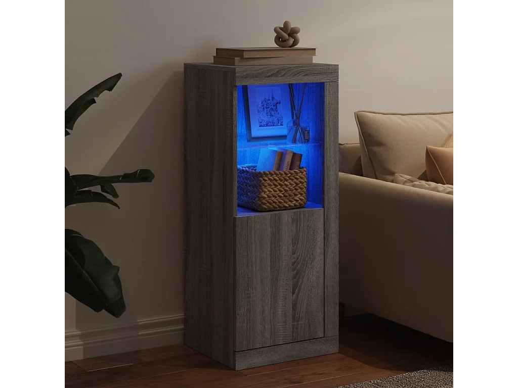 Buffet | Bahut | Meuble de rangement avec lumières LED sonoma gris 41x37x100 cm