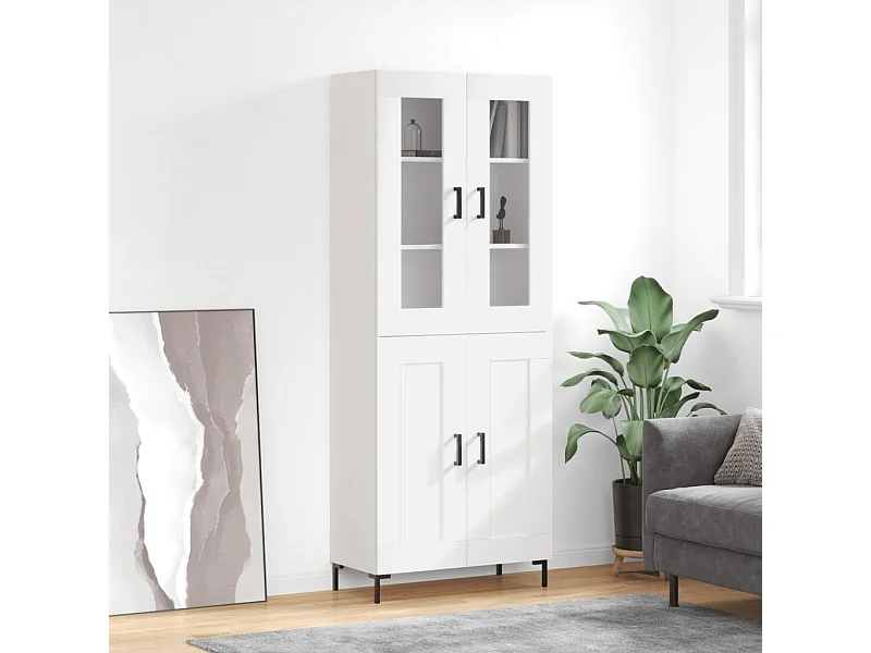Buffet | Bahut | Meuble de rangement haut Blanc 69,5x34x180 cm Bois d'ingénierie