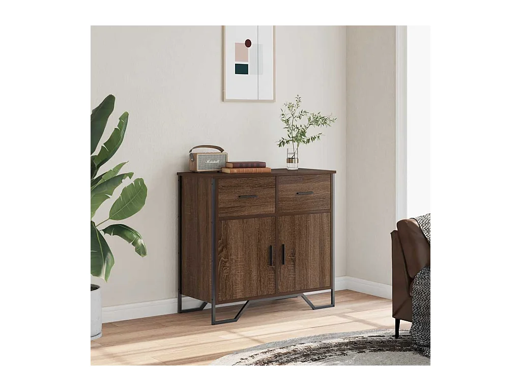 Buffet | Bahut | Meuble de rangement chêne marron 79,5x35,5x74,5 cm bois d'ingénierie