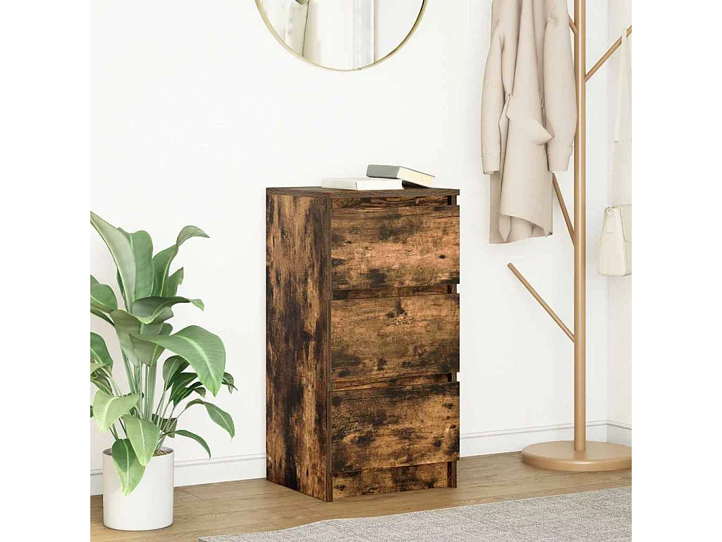 Buffet | Commode à tiroir | Meuble de rangement chêne fumé 37,5x35x76 cm bois d'ingénierie