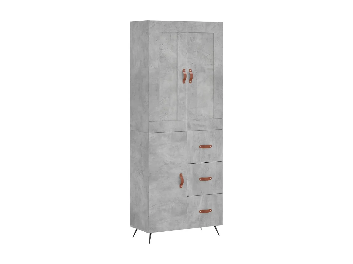 Buffet | Bahut | Meuble de rangement haut Gris béton 69,5x34x180 cm Bois d'ingénierie