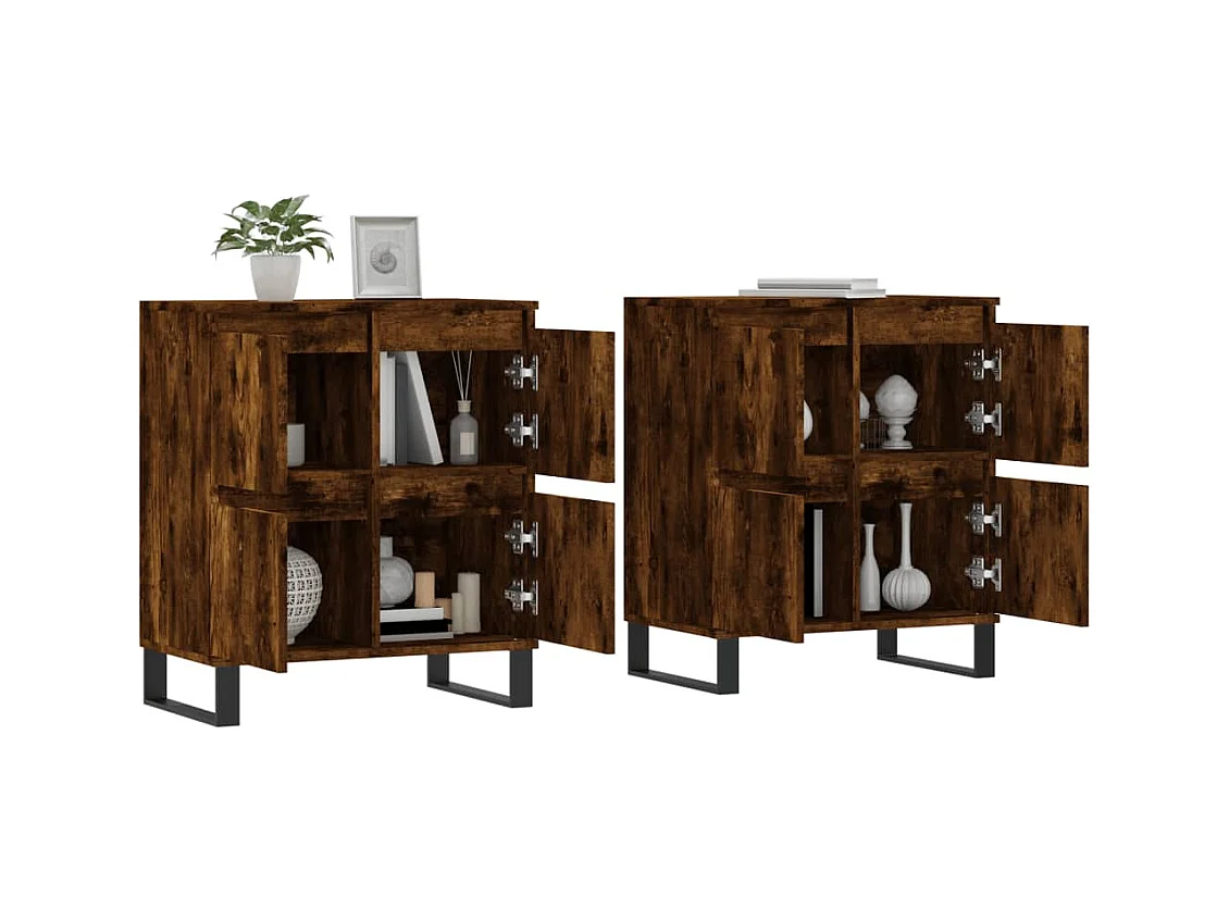 Credenze | Buffet | Armadi 2 pz Rovere Fumo in Legno Multistrato