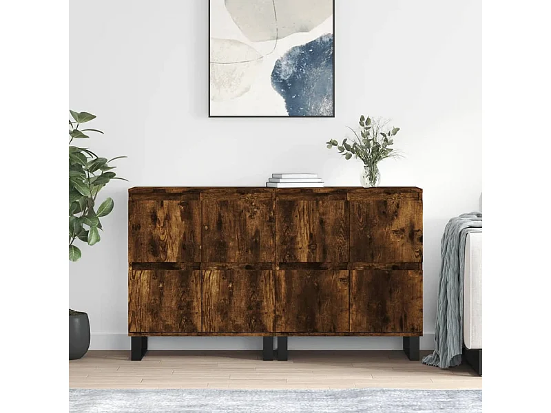 Credenze | Buffet | Armadi 2 pz Rovere Fumo in Legno Multistrato