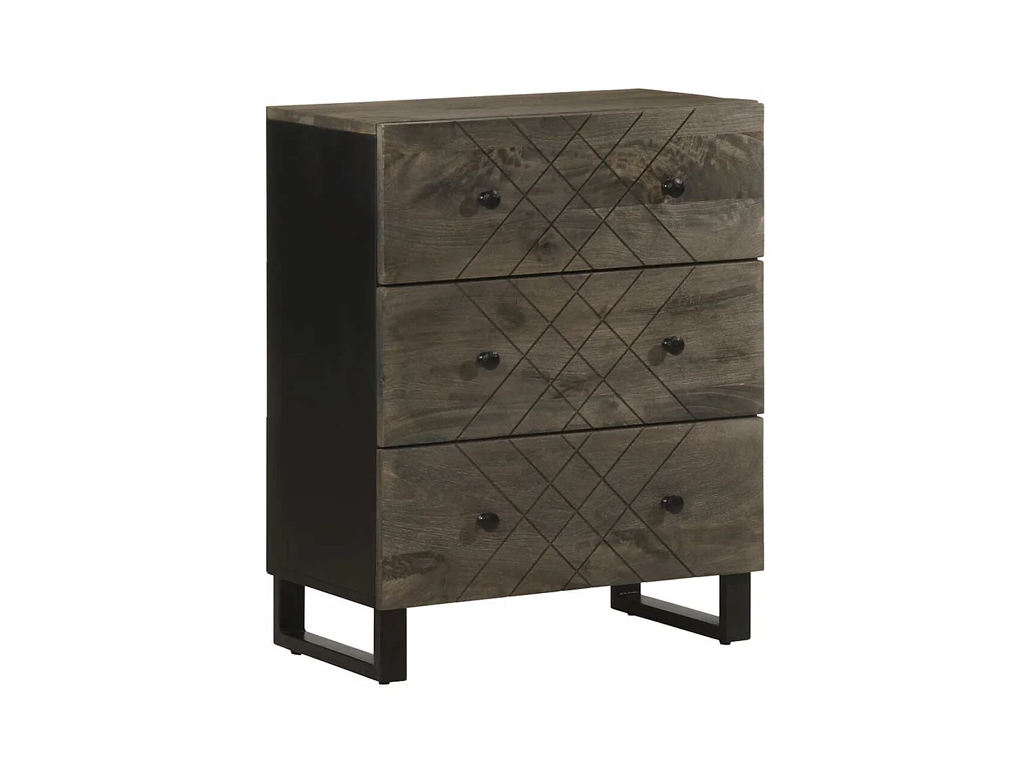 Buffet | Bahut | Meuble de rangement noir 60x33x75 cm bois massif de manguier
