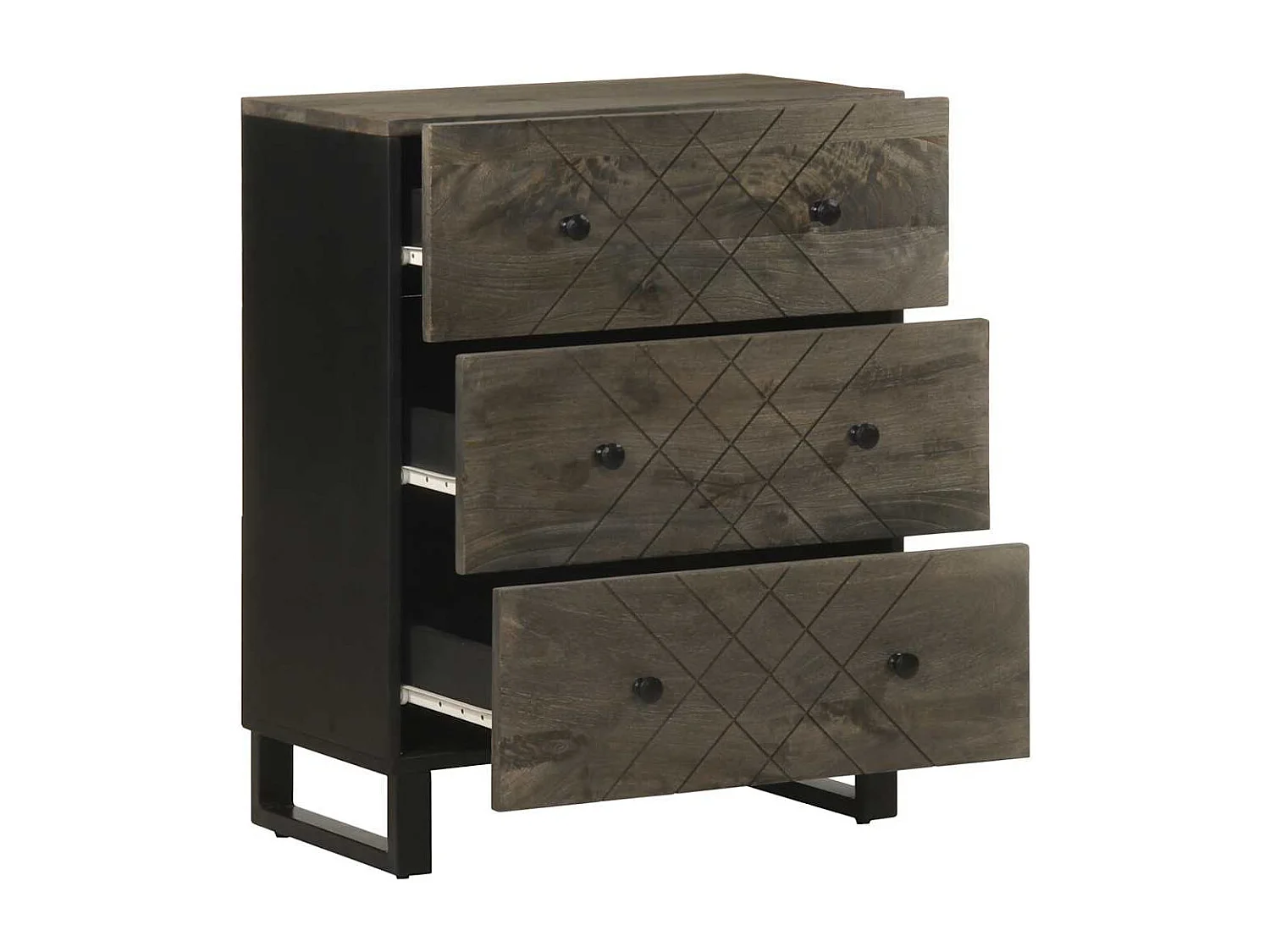 Buffet | Bahut | Meuble de rangement noir 60x33x75 cm bois massif de manguier