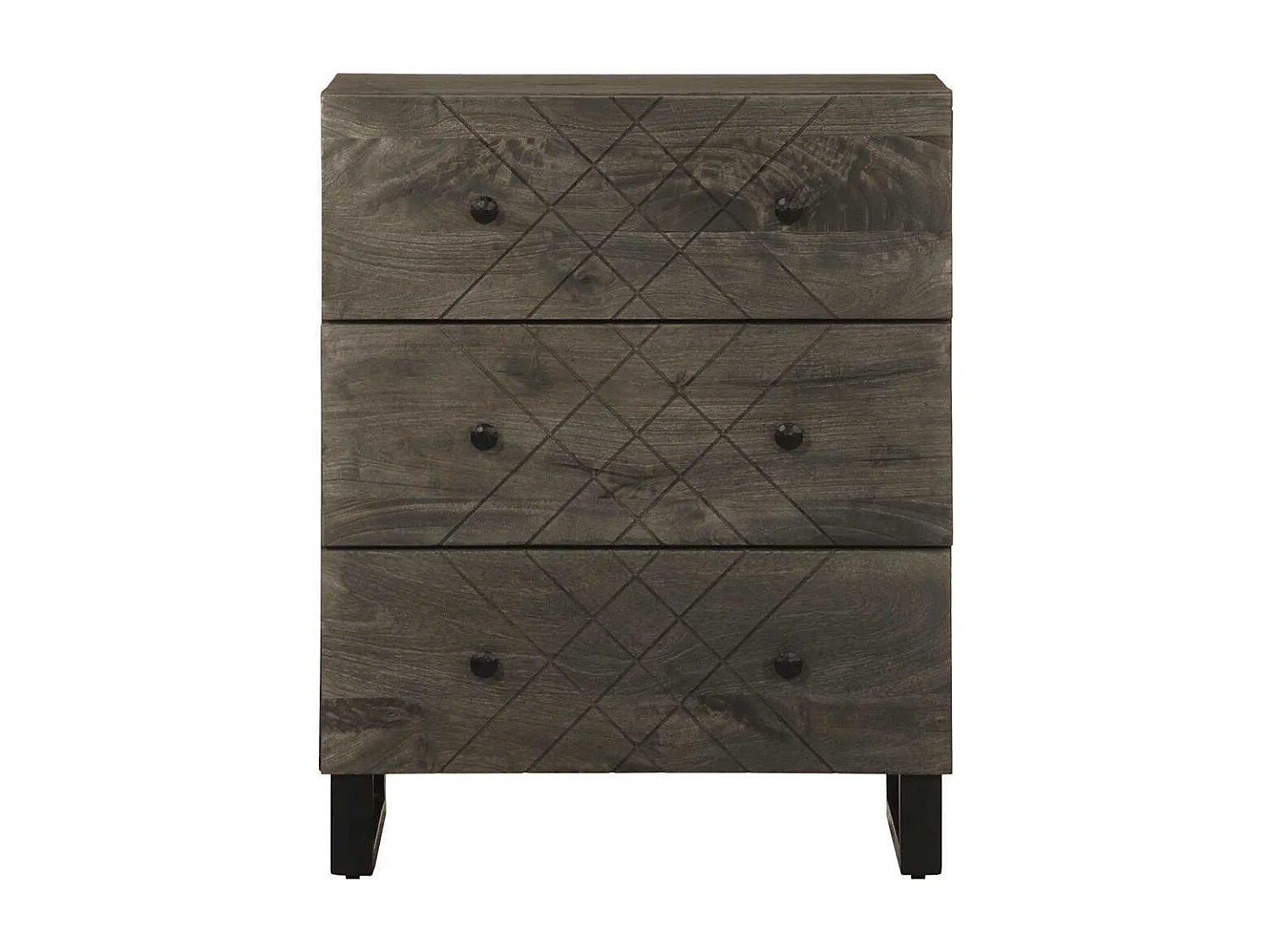 Buffet | Bahut | Meuble de rangement noir 60x33x75 cm bois massif de manguier