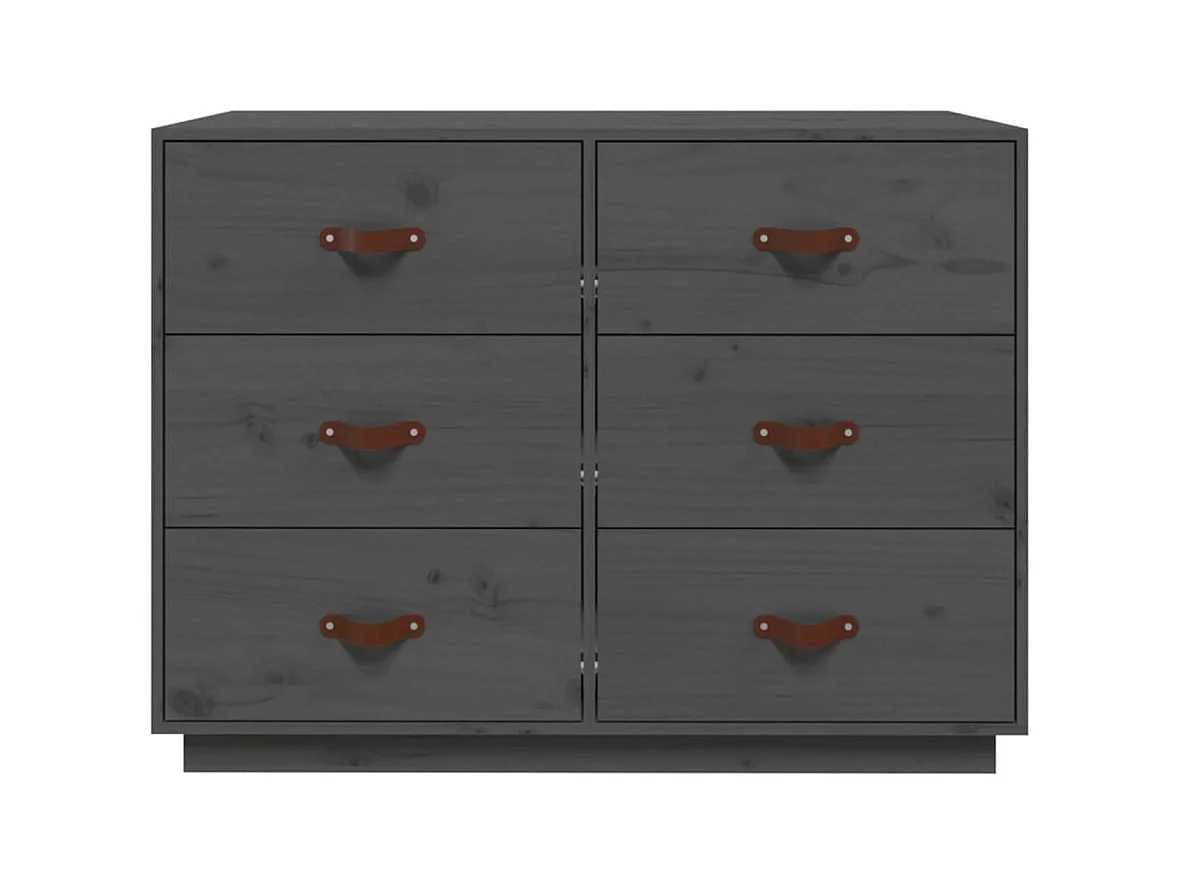 Credenza | Buffet | Armadio Grigia 100x40x75 cm in Legno Massello di Pino