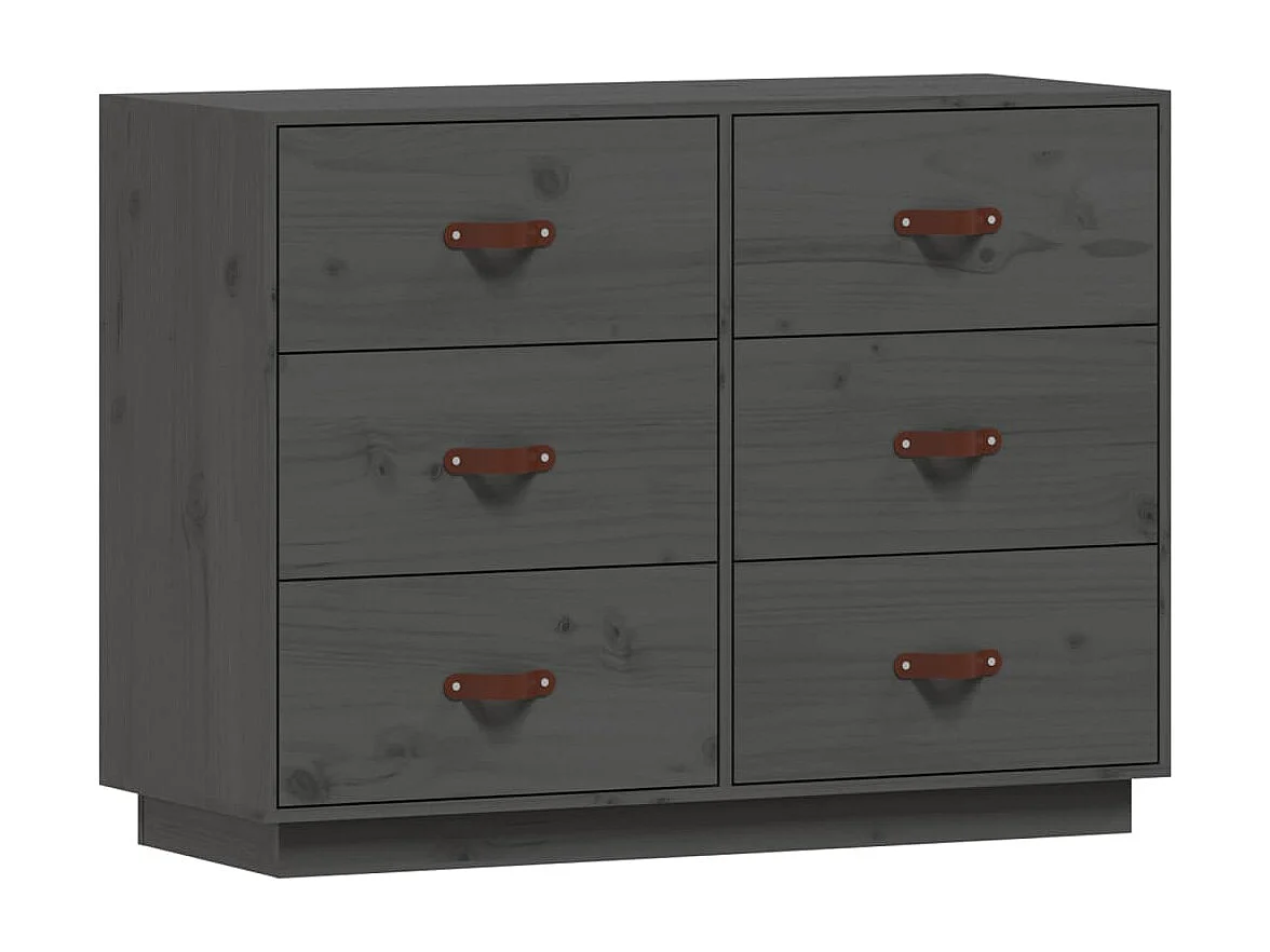 Credenza | Buffet | Armadio Grigia 100x40x75 cm in Legno Massello di Pino