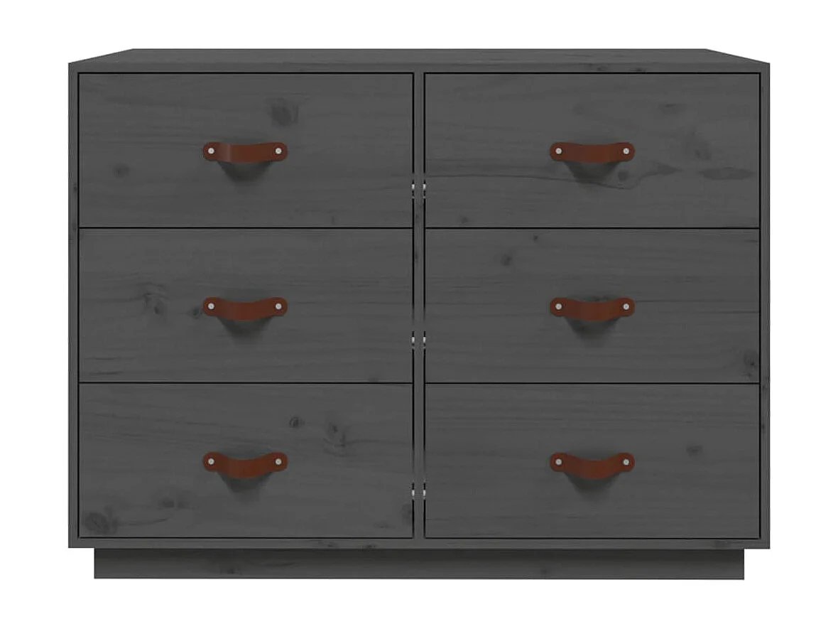 Credenza | Buffet | Armadio Grigia 100x40x75 cm in Legno Massello di Pino