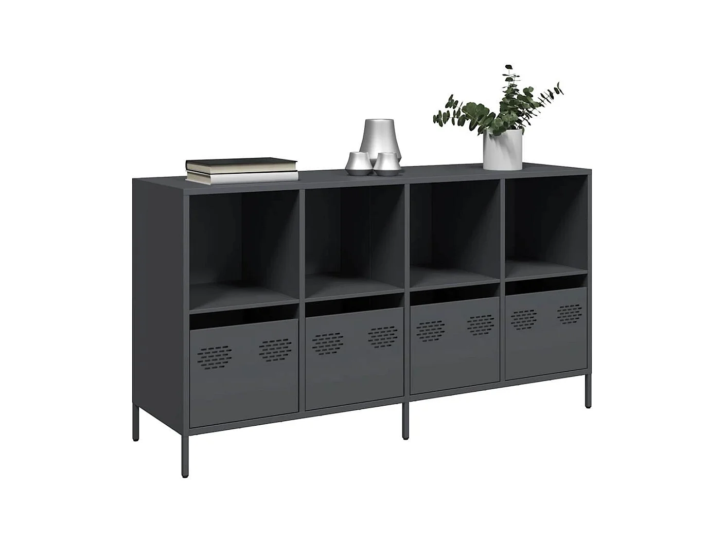 Credenza | Buffet | Armadio Antracite 135x39x73,5 cm in Acciaio Laminato a Freddo