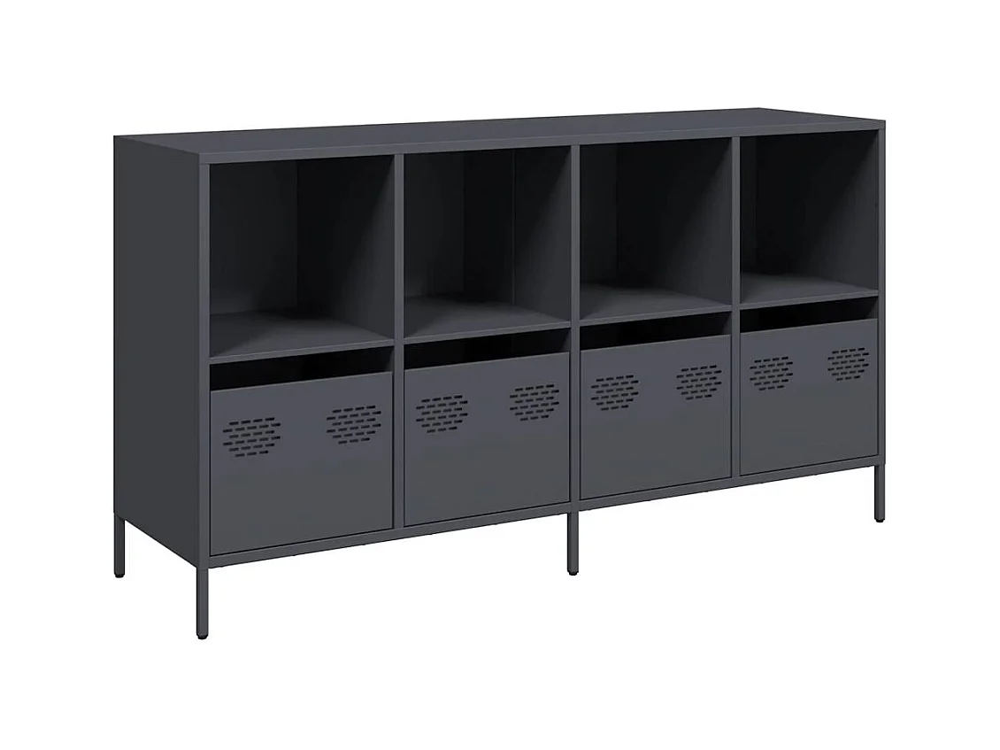 Credenza | Buffet | Armadio Antracite 135x39x73,5 cm in Acciaio Laminato a Freddo