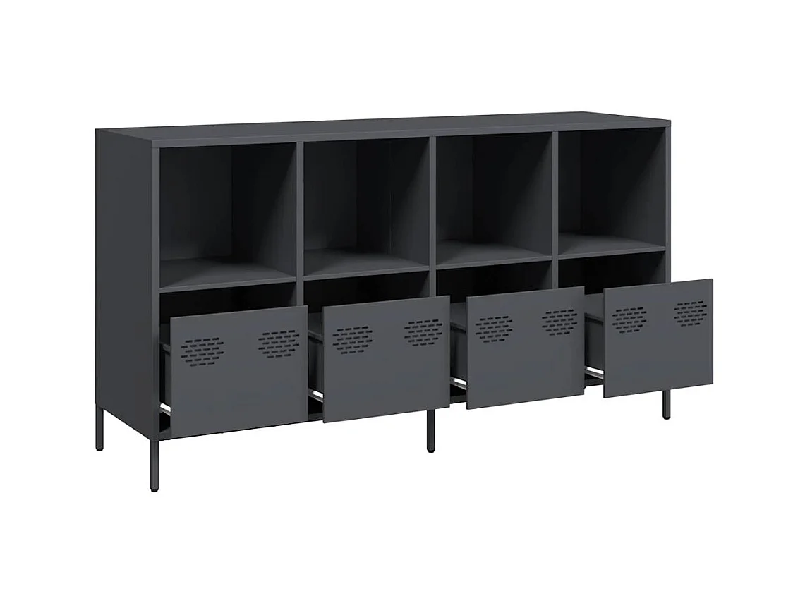 Credenza | Buffet | Armadio Antracite 135x39x73,5 cm in Acciaio Laminato a Freddo