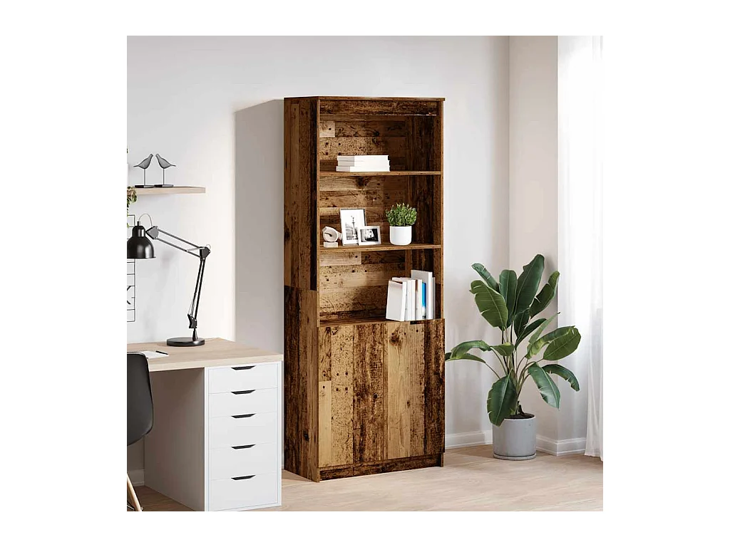 Credenza | Buffet | Armadio Legno Antico 70x35x180 cm in Legno Multistrato
