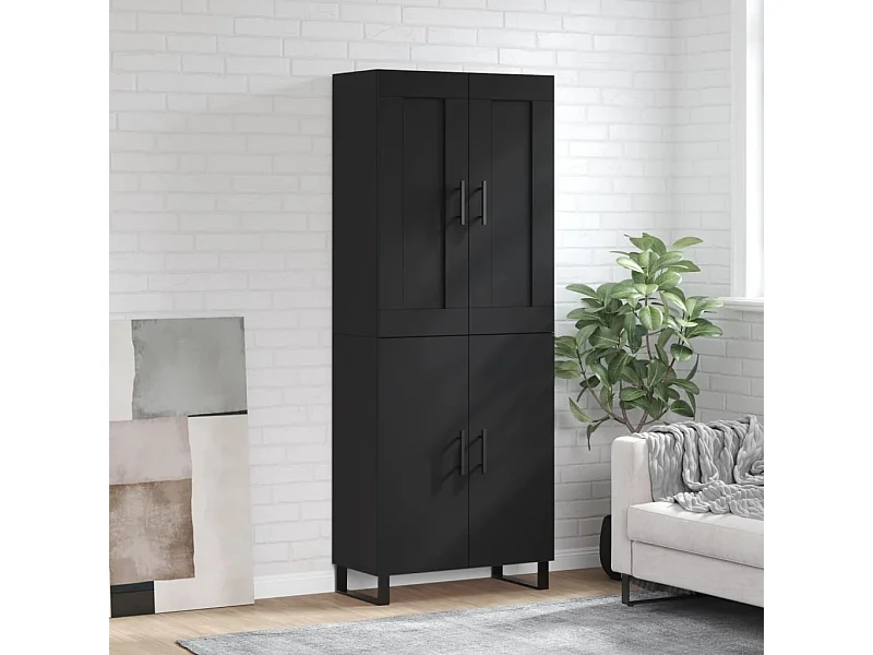 Buffet | Bahut | Meuble de rangement haut Noir 69,5x34x180 cm Bois d'ingénierie