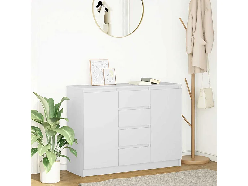 Buffet | Commode à tiroir | Meuble de rangement avec tiroirs blanc 100,5x35x76 cm bois d'ingénierie