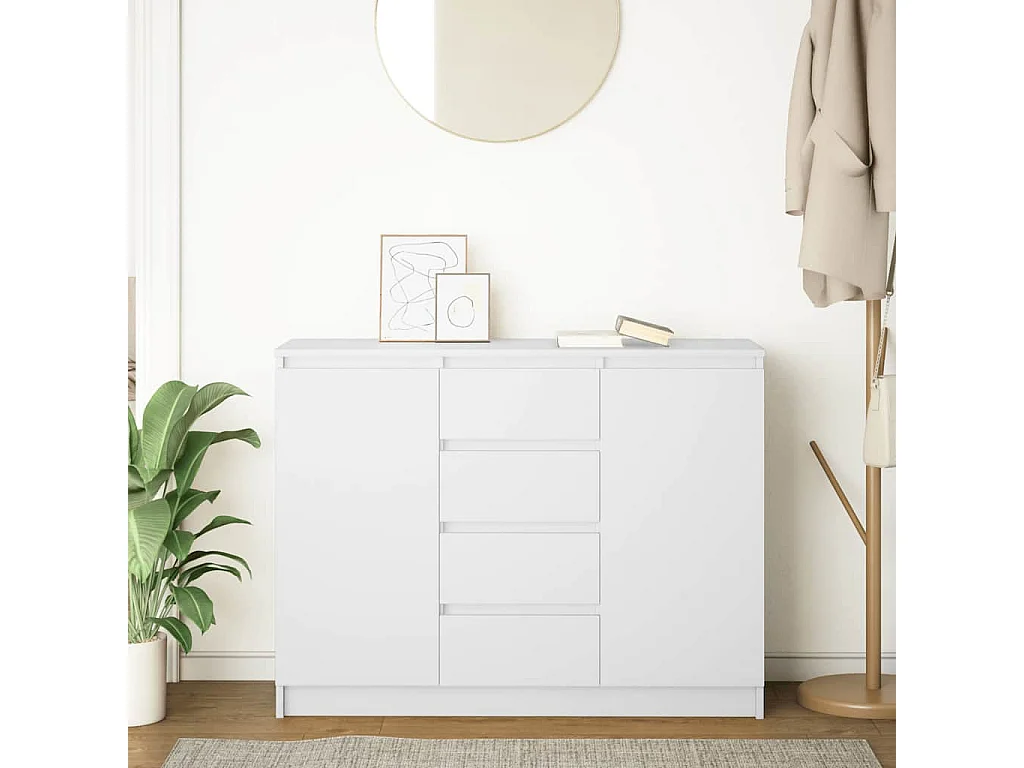 Buffet | Commode à tiroir | Meuble de rangement avec tiroirs blanc 100,5x35x76 cm bois d'ingénierie