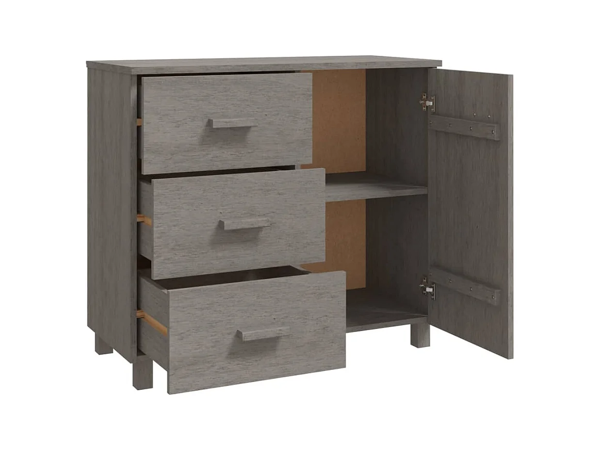 Credenza | Buffet | Armadio HAMAR Grigio Chiaro 90x40x80 cm Legno Massello di Pino