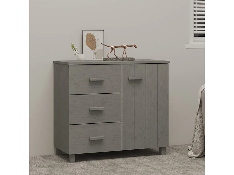 Buffet | Commode à tiroir | Meuble de rangement HAMAR Gris clair 90x40x80 cm Bois massif de pin