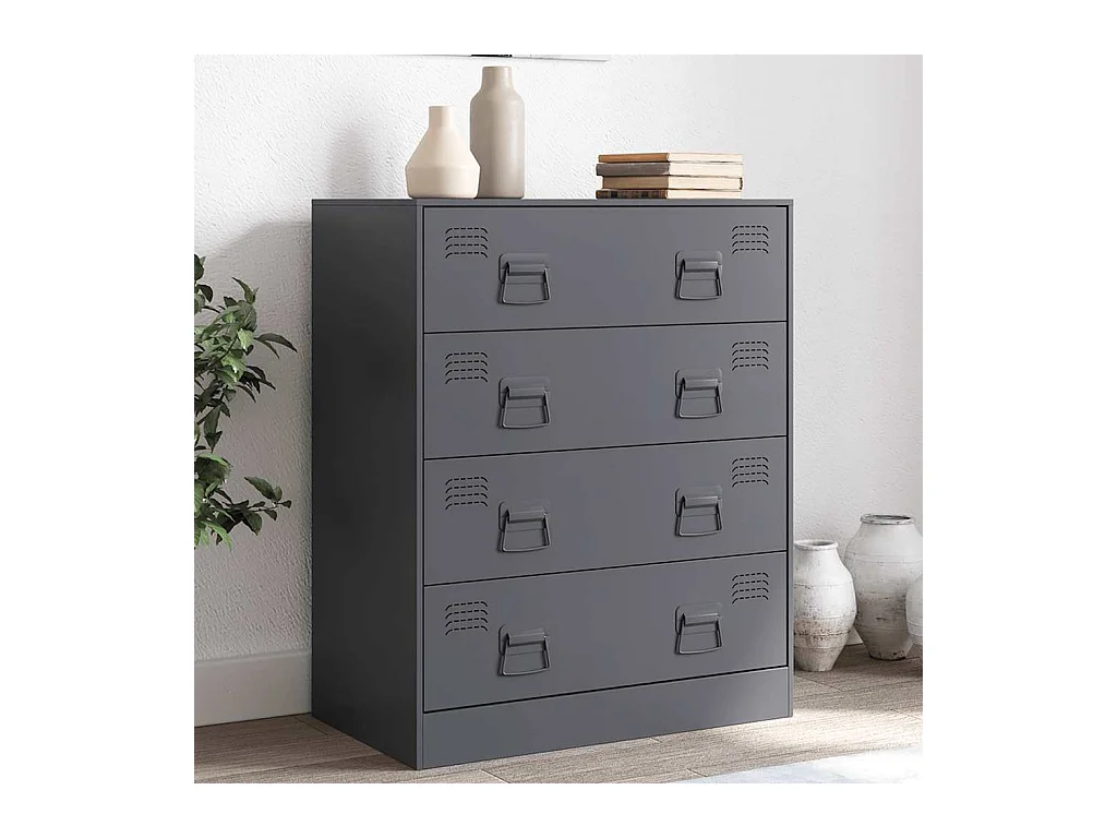 Buffet | Commode à tiroir | Meuble de rangement anthracite 67x39x83 cm acier