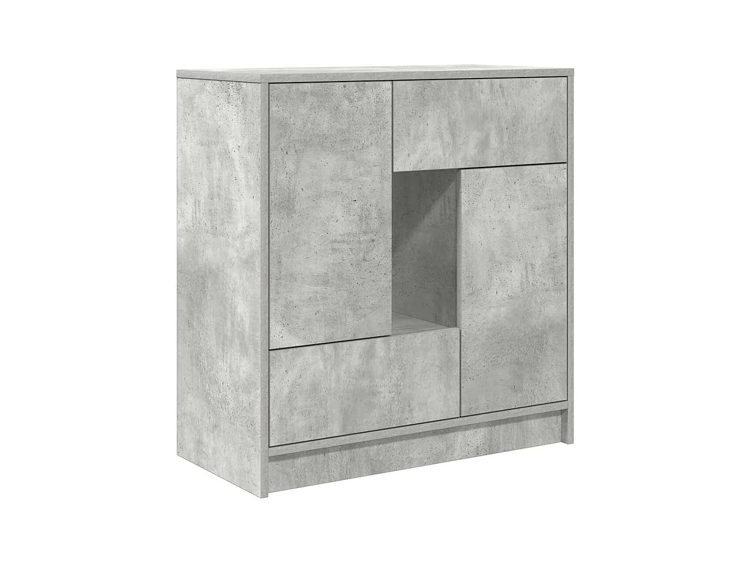 Credenza | Buffet | Armadio con Cassetti e Ante Grigio Cemento 70,5x34x74,5 cm