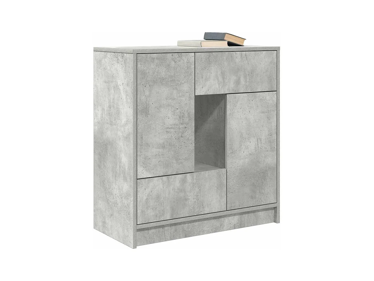 Credenza | Buffet | Armadio con Cassetti e Ante Grigio Cemento 70,5x34x74,5 cm