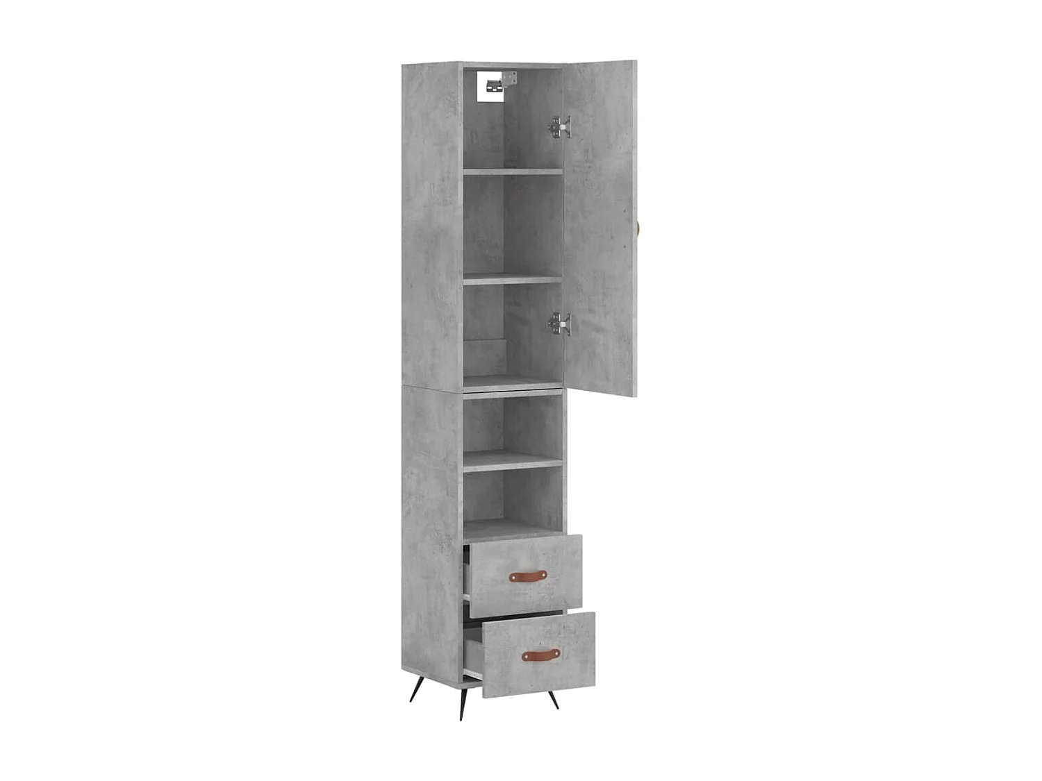 Buffet | Bahut | Meuble de rangement haut Gris béton 34,5x34x180 cm Bois d'ingénierie